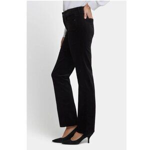 NWOT! NYDJ Marilyn Straight Pants in Black Velveteen Stretch, Size 10P